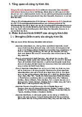 Báo cáo phân tích SWOT về công ty Kinh Đô môn Kinh tế vi mô | Trường Đại học Kinh Tế Quốc Dân