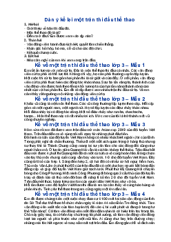 Kể lại một trận thi đấu thể thao mà em có dịp xem - Tập làm văn lớp 3 Chân trời sáng tạo