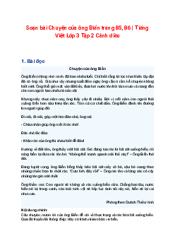 Soạn bài Chuyện của ông Biển trang 85, 86 | Tiếng Việt Lớp 3 Tập 2 Cánh diều