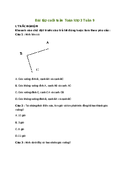 Bài tập cuối tuần lớp 3 môn Toán Kết nối tri thức - Tuần 9