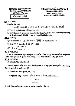 Đề thi giữa HK1 Toán 6 năm 2020 – 2021 trường chuyên Hà Nội – Amsterdam