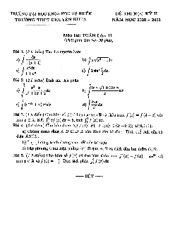 Đề thi học kỳ 2 Toán 11 năm 2020 – 2021 trường THPT chuyên KHTN – Hà Nội