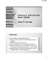 Chương 3. Các loại hình doanh nghiệp (Công ty cổ phần) | Bài giảng luật kinh tế