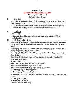 GIÁO ÁN-KNS (Sử dụng mạng xã hội) | môn Tâm Lý học giáo dục | Đại học Sư Phạm Hà Nội