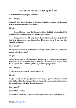 Giải Sinh học 10 Bài 12: Thông tin tế bào | Cánh diều