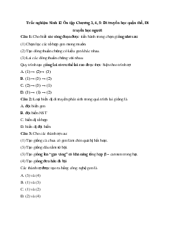 Trắc nghiệm Sinh học 12: Ôn tập chương 3, 4, 5