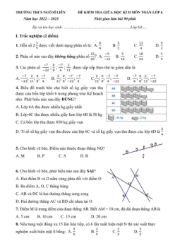 Đề giữa học kì 2 Toán 6 năm 2022 – 2023 trường THCS Ngô Sĩ Liên – Hà Nội