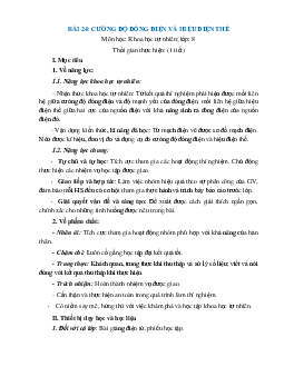 Giáo án KHTN 8 Kết nối tri thức bài 24 cường độ dòng điện và hiệu điện thế.