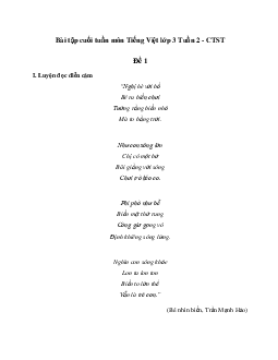 Bài tập cuối tuần lớp 3 môn Tiếng Việt Chân trời sáng tạo - Tuần 2