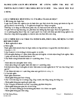 Đề cương ôn tập môn Logic học có lời giải