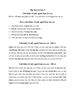 Đoạn văn giới thiệu về một người bạn của em | Tập làm văn lớp 3 Chân trời sáng tạo