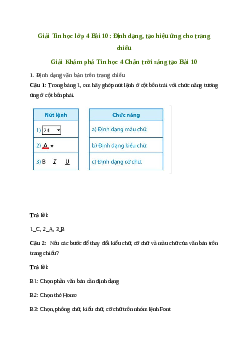 Giải Tin học lớp 4 Bài 10: Định dạng, tạo hiệu ứng cho trang chiếu | Chân trời sáng tạo