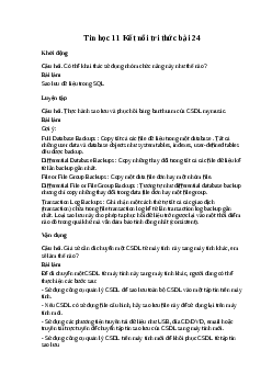 Giải bài 24: Thực hành sao lưu dữ liệu  | Tin học 11 Kết nối tri thức