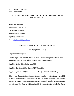 Bài Tập Lớn Kỹ Năng Phân Tích Tài Chính Công Ty Cổ Phần Đầu Tư Và Phát Triển TDT | Tài chính doanh nghiệp | HVNH
