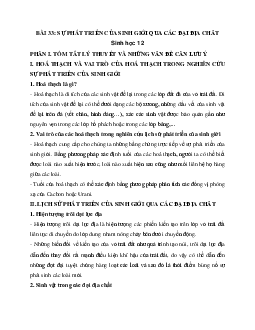 Sinh học 12 bài 33: Sự phát triển của sinh giới qua các đại địa chất