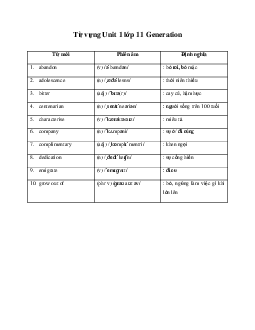 Từ vựng Unit 1 Generation | Tiếng anh 11 Friends Global