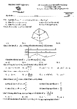 Đề thi giữa học kì 1 Toán 12 năm 2020 – 2021 trường THPT Việt Đức – Hà Nội