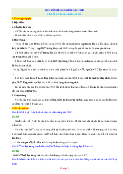 Chuyên Đề Nhiễm Sắc Thể Sinh Học 9 (có lời giải)