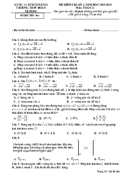 Đề kiểm tra số 1 Toán 11 năm 2018 – 2019 trường THPT Đoàn Thượng – Hải Dương