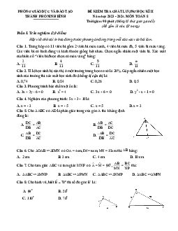 Đề thi học kì 2 Toán 8 năm 2023 – 2024 phòng GD&ĐT thành phố Ninh Bình