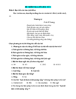 Đề thi giữa học kỳ 2 Ngữ văn 8 Cánh diều (có đáp án)