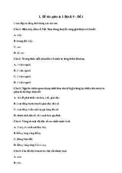 Bộ đề thi giữa kì 1 lớp 9 môn Địa lí năm học 2023 - 2024