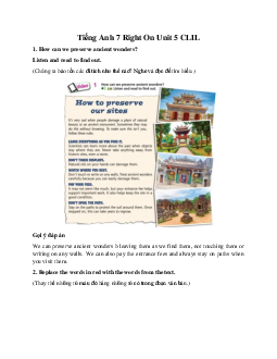 Tiếng Anh 7 Right On Unit 5 CLIL