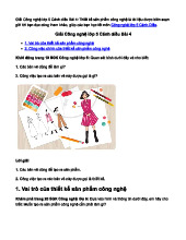 Giải SGK Công nghệ lớp 5 Cánh diều Bài 4: Thiết kế sản phẩm công nghệ