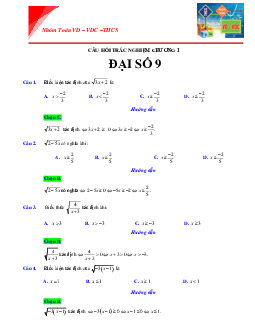 Bài tập trắc nghiệm Đại số 9 có đáp án và lời giải chi tiết