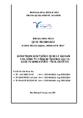Tiểu luận Hoàn thiện quản lý kho bãi tại TBS Logistics môn Logistic và quản lý chuỗi cung ứng - Trường Đại học Thủ Dầu Một.