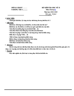 Đề thi học kì 2 môn Tin học lớp 8 năm 2022 - 2023 - Đề 4