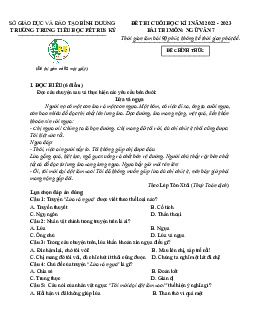 Đề thi học kì 1 Ngữ văn 7 trường THCS Pétrus Ký, Bình Dương năm học 2022 - 2023