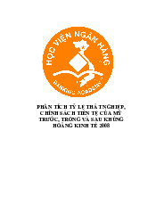 Phân Tích Tỷ Lệ Thất Nghiệp, Chính Sách Tiền Tệ Của Mỹ trước, Trong Và Sau Khủng hoảng Kinh Tế 2008 | Bài Tập Lớn Môn Kinh Tế Vĩ Mô