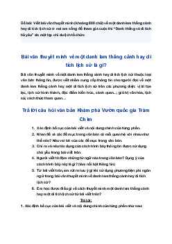 Soạn bài Viết bài văn thuyết minh về một danh lam thắng cảnh hay di tích lịch sử | SGK Ngữ Văn 9 Chân trời sáng tạo (Tập 1)