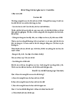 Đề thi giữa kì 1 Tiếng Việt lớp 3 Sách mới
