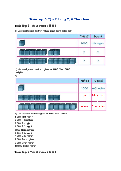 Giải Toán lớp 3 Chục nghìn trang 7, 8, 9 Chân trời sáng tạo