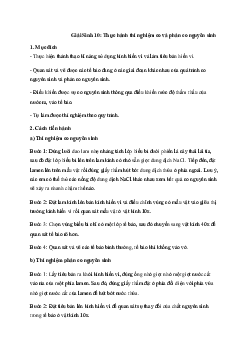 Sinh học 10 Bài 11: Thực hành thí nghiệm co và phản co nguyên sinh - Kết Nối Tri Thức