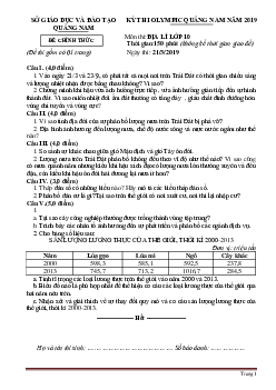 Đề thi olympic địa lí 10 sở gd&đt quảng nam 2019 (có đáp án)