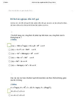 Câu hỏi trắc nghiệm thi cuối kỳ 2022 môn Cấu trúc dữ liệu và giải thuật