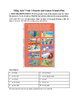 Tiếng Anh 7 Unit 1 Puzzles and Games Friends Plus