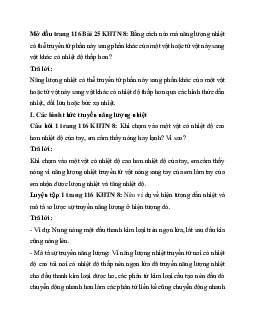 Giải Khoa học tự nhiên 8 bài 25: Truyền năng lượng nhiệt | Cánh diều