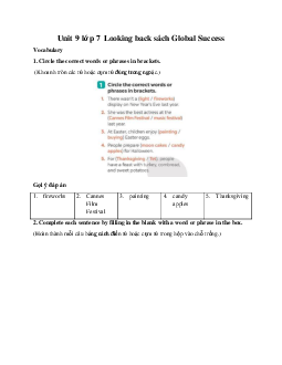 Unit 9 lớp 7 Looking back sách Global Success
