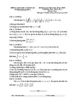 Đề khảo sát Toán vào 10 lần 2 năm 2023 – 2024 phòng GD&ĐT Hoằng Hóa – Thanh Hóa