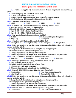 Trắc nghiệm Sử 8 Bài 10: Trung Quốc thế kỷ 19 và đầu thế kỷ 20 (có đáp án)