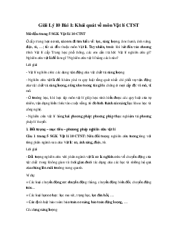 Giải Lý 10 Bài 1: Khái quát về môn Vật lí Chân trời sáng tạo