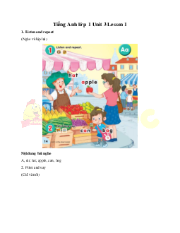 Tiếng Anh lớp 1 Unit 3 Lesson 1 | Global Success