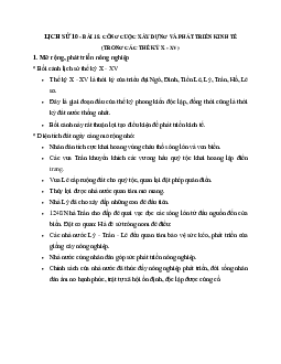 Lịch sử 10 bài 18: Công cuộc xây dựng và phát triển kinh tế trong các thế kỉ X - XV