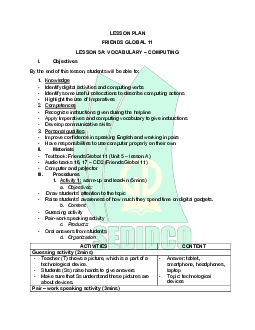 Unit 5: Technology - Lesson plan 5A | Giáo án Tiếng Anh 11 Friends Global