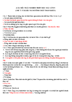 Tổng hợp câu hỏi trắc nghiệm Triết học Mac-Lenin | Đại học Fulbright Việt Nam