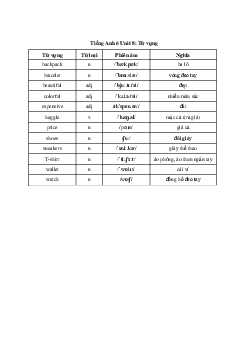 Tiếng Anh 6 Unit 8: Từ vựng | Explorer English